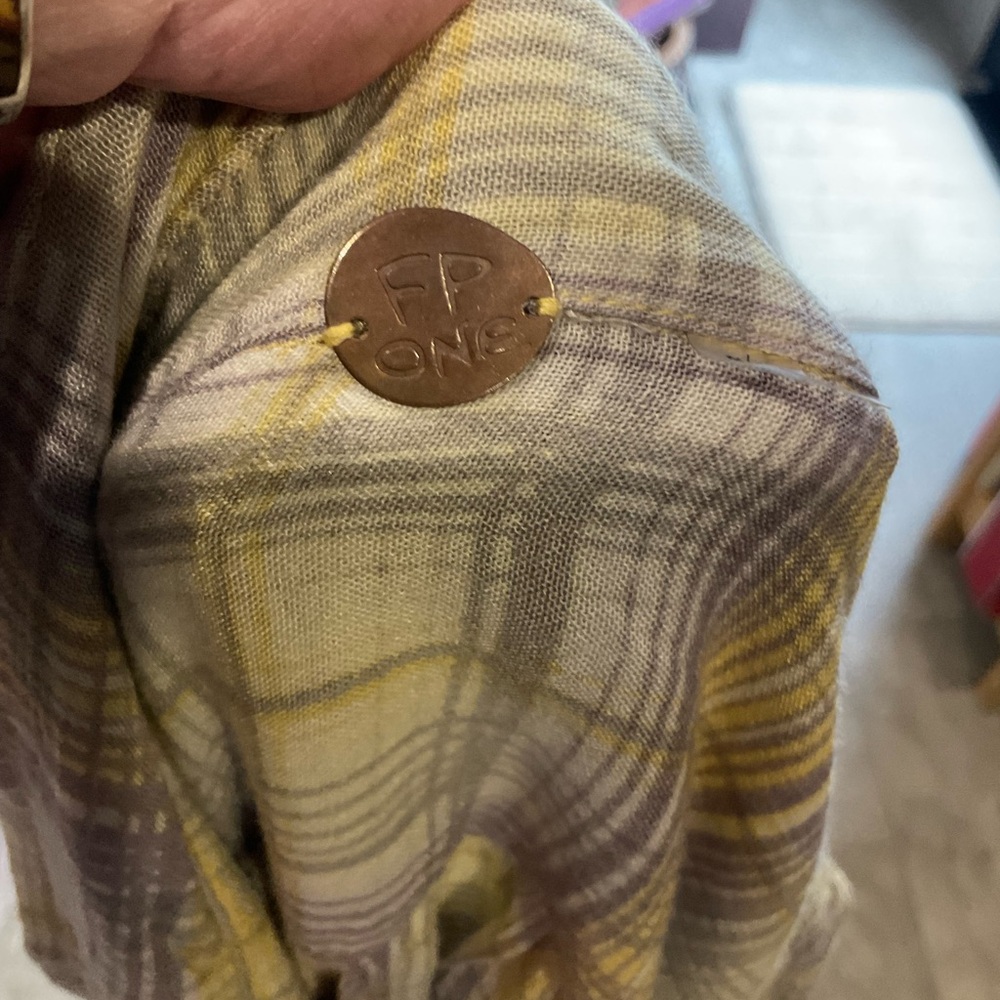 Free People One Yellow and Gray Plaid Women's Tunic M - Picture 8 of 11